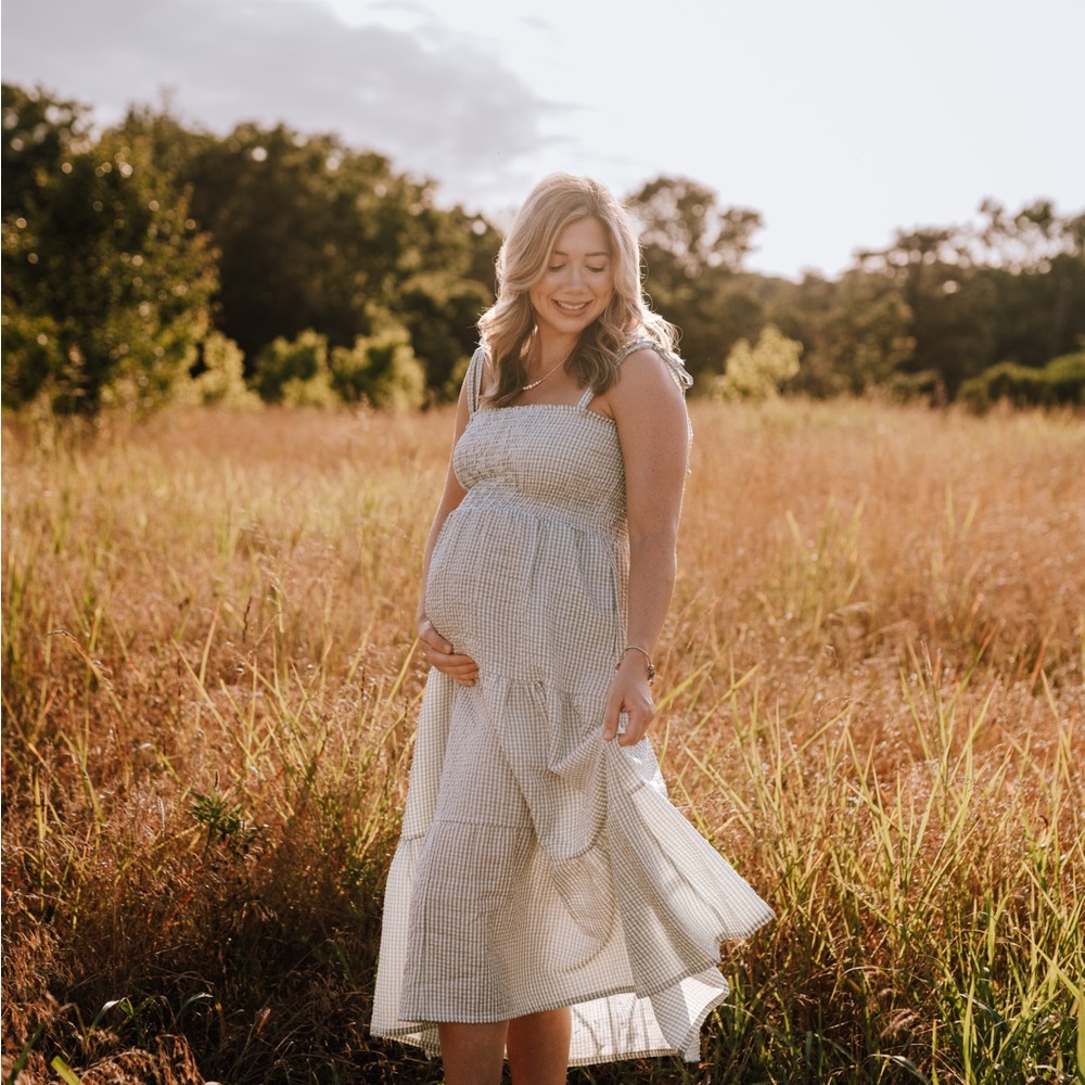 Green Gingham Maternity Dress